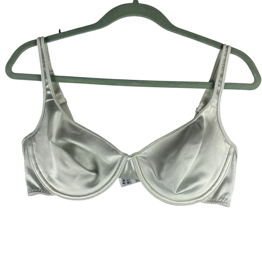Vassarette Second Skin Satin Glossy 36D White Wired Unpadded Style 75-138